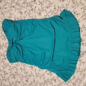 Jantzen teal aqua one piece swimsuit strapless size 6